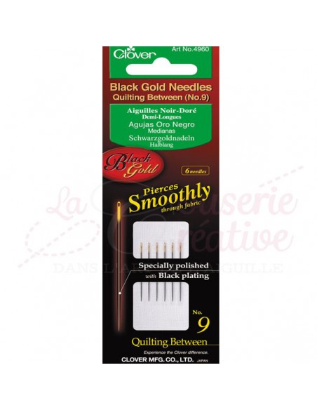 6 Aiguilles à Quilter Demi-longues "Black" - Clover 4960